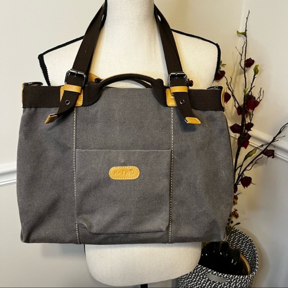 K-Two Womens Hobo Canvas Top Handle Shoulder Bag Crossbody